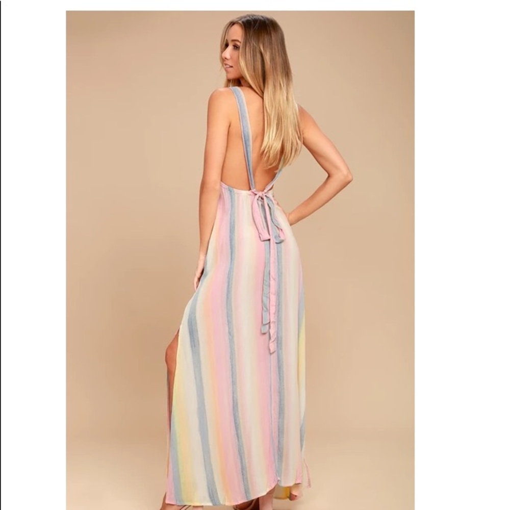 ITEM SOLD 📫📦 HIGH LIGHT PINK STRIPED MAXI DRESS - Picture 2 of 5